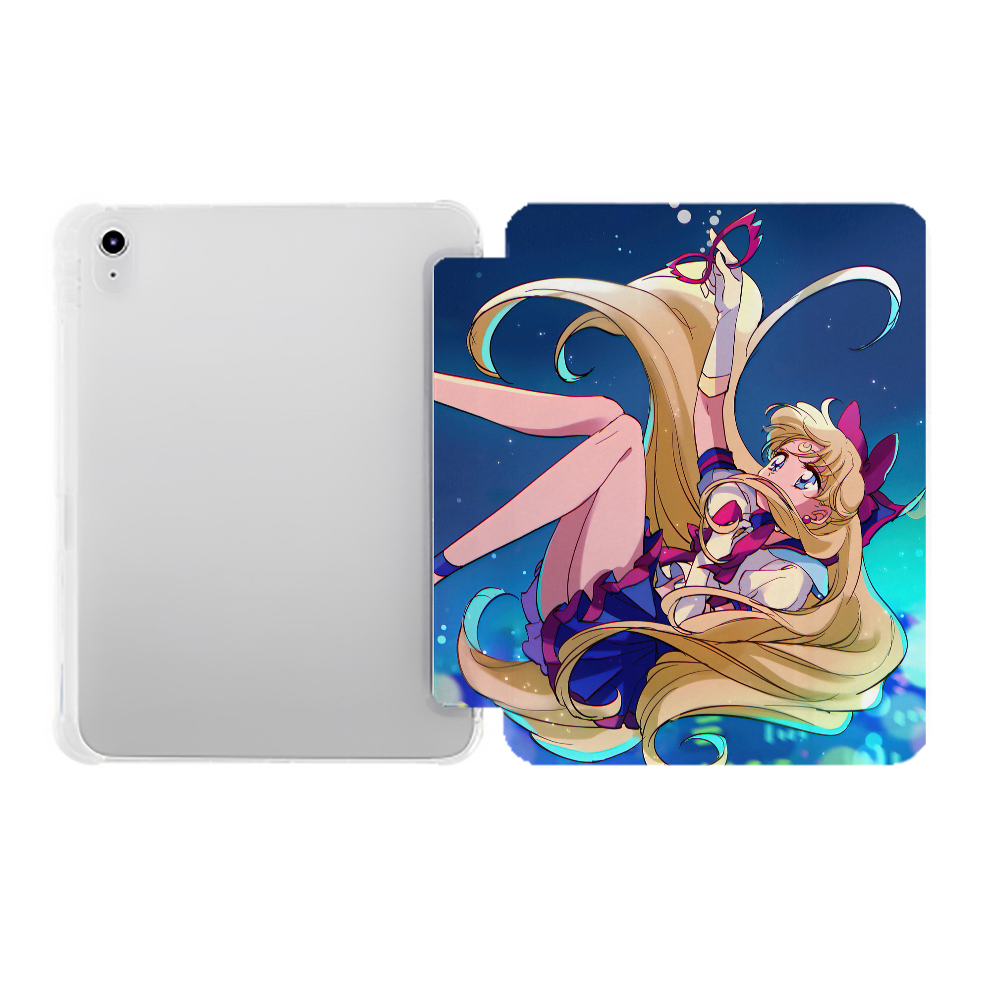 （画像用） 美少女戦士セーラームーン Sailor Moon IPad ケース ペン収納付き 三つ折りスタンド PUレザー×シリコン 対応機種9.5/10.5/10.9インチ